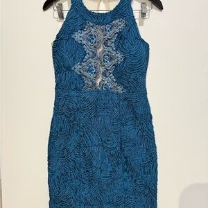 Elegant Blue Lace Dress